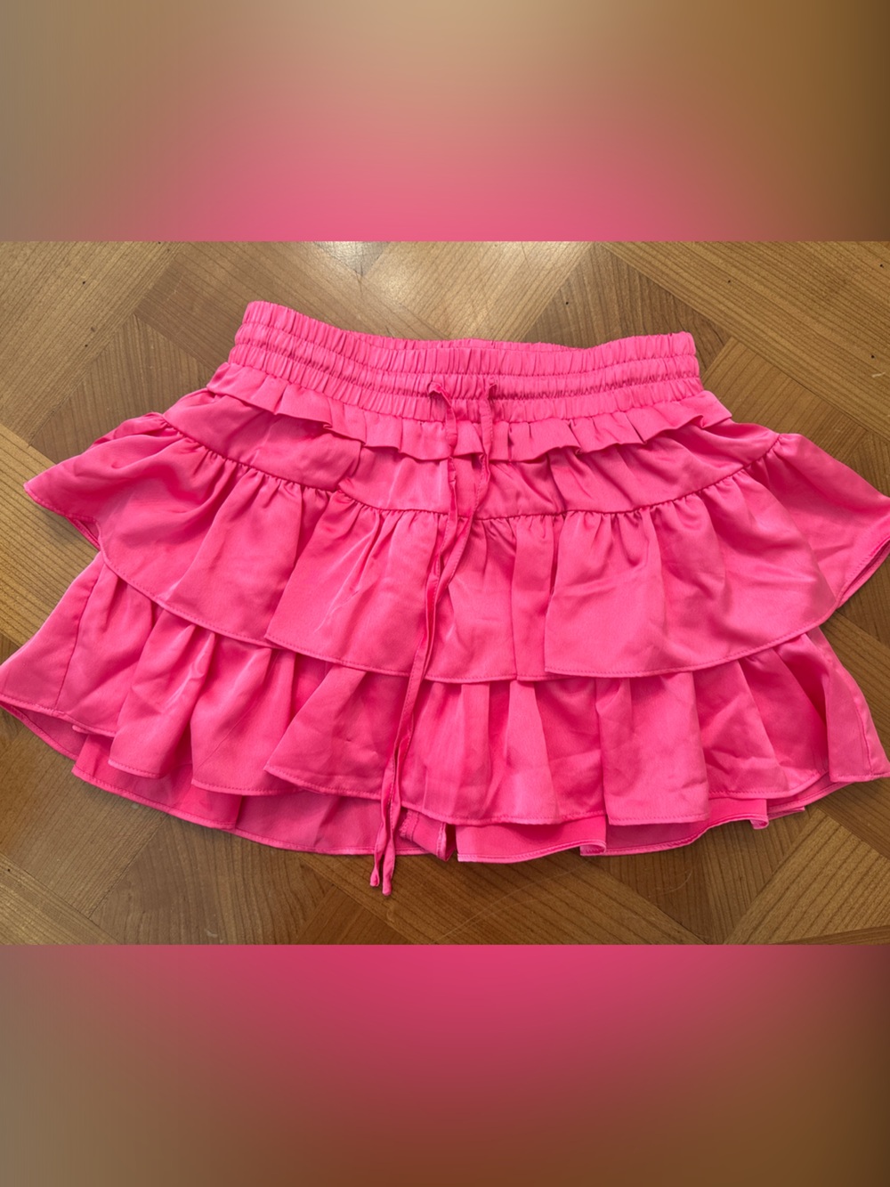 Bright Pink Ruffled Mini Skirt